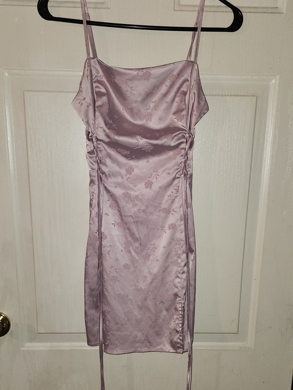 Garage Lilac Satin Floral Mini Slip Dress
